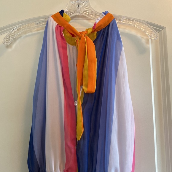 NEW YORK & COMPANY- Sheer multi-color halter dress. Maxi - Dress (full length). - Picture 5 of 12